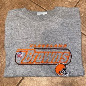Vintage Cleveland Browns Thick t shirt grey football stitched helmet Puma